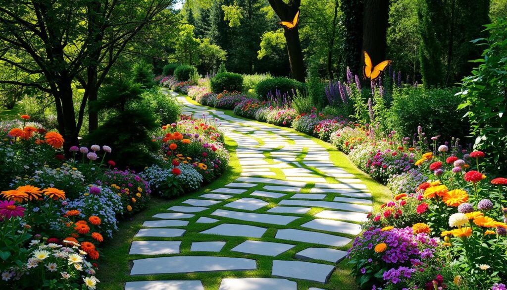 flower garden design pathways