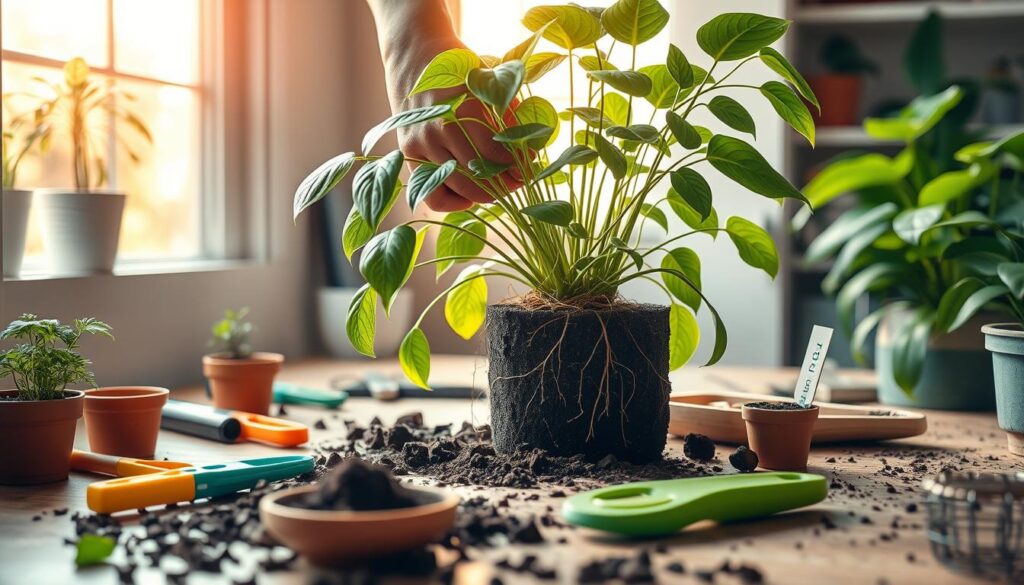 repotting indoor plants for healthy roots